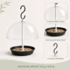 Clear dome platform feeder weather cover, open tray and hanging hook