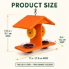Orange hanging oriole feeder dimensions showing 11 inch width, 4 inch depth, and 7.75 inch height