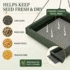 Close view of platform feeder removable mesh bottom with drainage and mixed seed compatibility