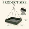 Hanging platform bird feeder dimensions showing 12 by 12 by 2 inch tray