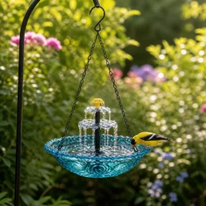 Solar Cascade Hanging Bird Bath & Platform Feeder
