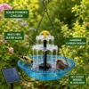Solar hanging bird bath fountain with cascading water, chains, and removable pump