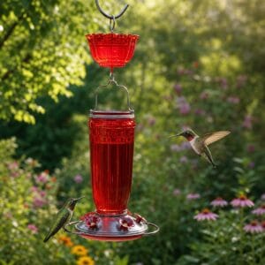 16 oz Glass Hummingbird Feeder with Ant Moat