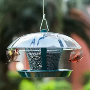 Dome-Covered Mesh Basket Bird Feeder