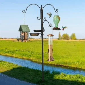 Multi-Hook Bird Feeding Stand with Side Trays