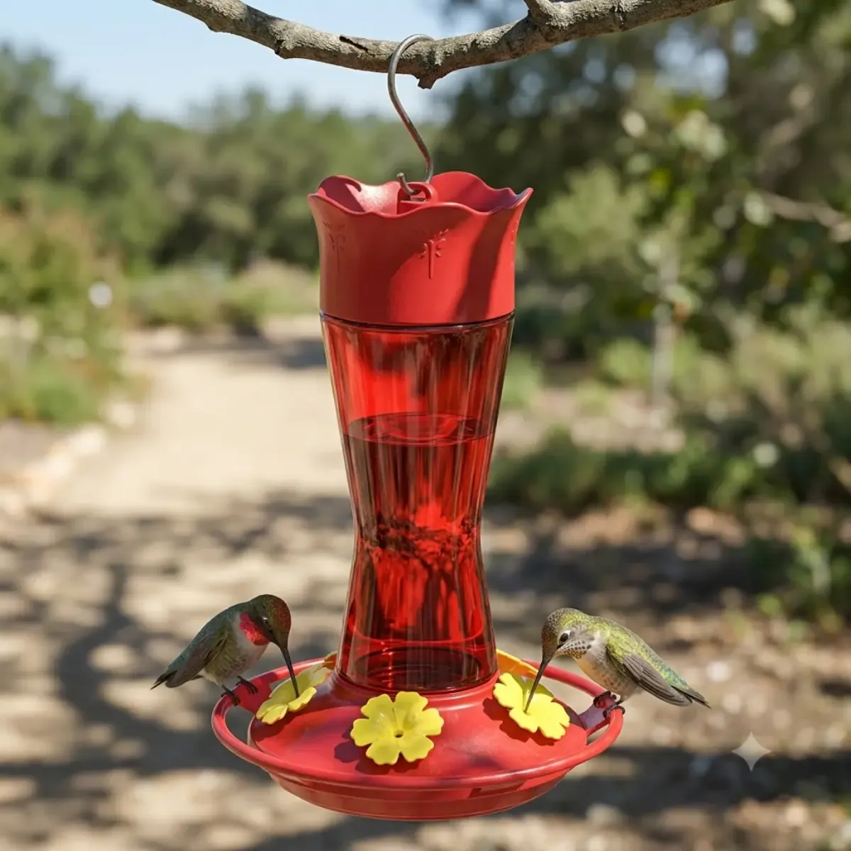 Curved Glass Hummingbird Feeder with Flower Ports