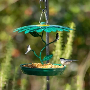 Flower-Canopy Bird Feeder with Round Tray