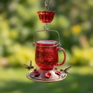 Mug-Shaped Glass Hummingbird Feeder