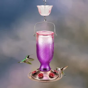Spiral-Textured Glass Hummingbird Feeder