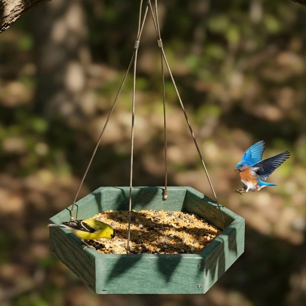Polygon Hanging Platform Feeder with Raised Rim