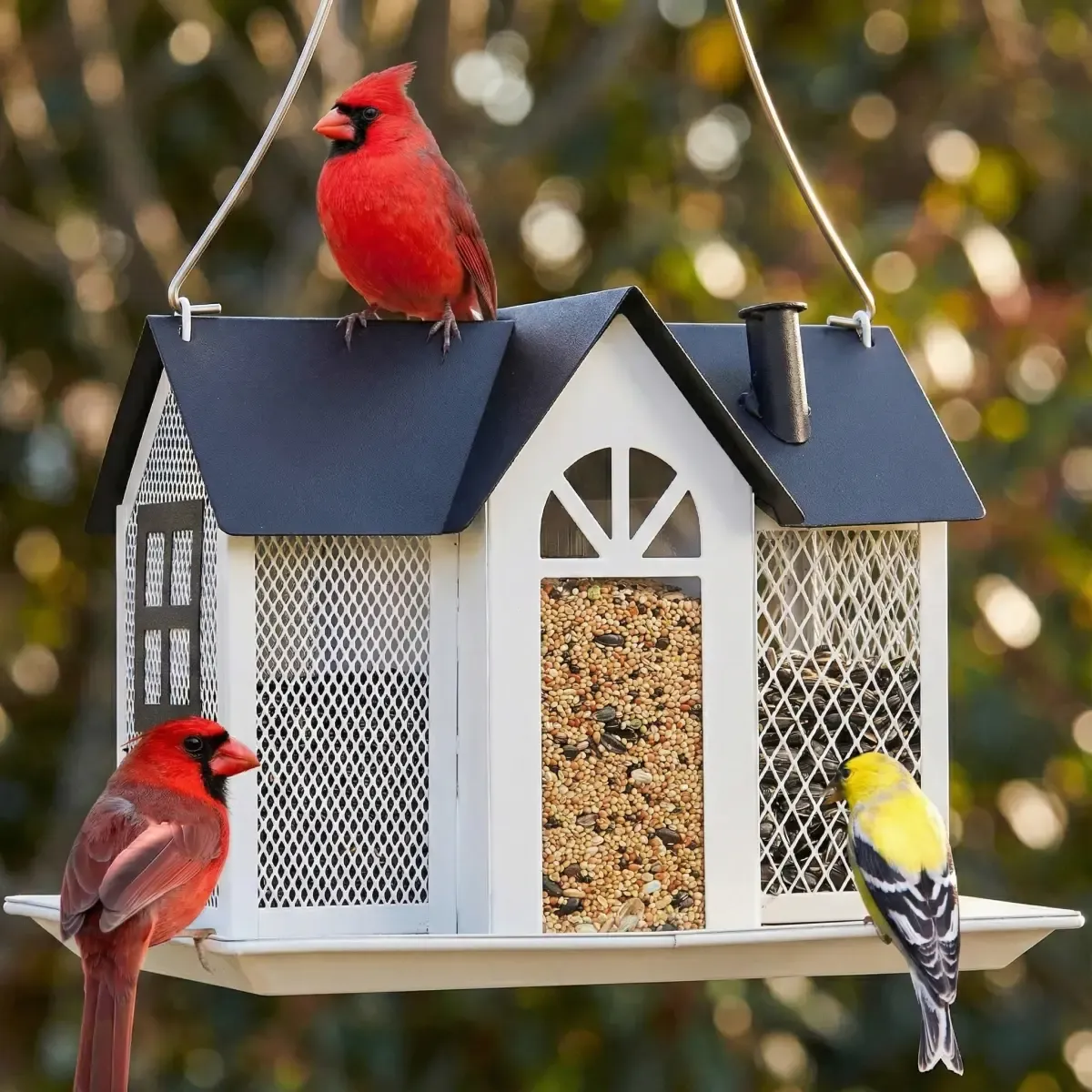 Cottage-Style Mesh Feeder with Wide Tray – product image 1