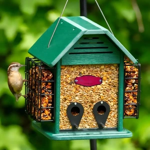Gabled Seed Feeder with Twin Side Suet Cages
