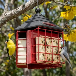 Three-Sided Suet Cage Feeder with Pyramid Roof