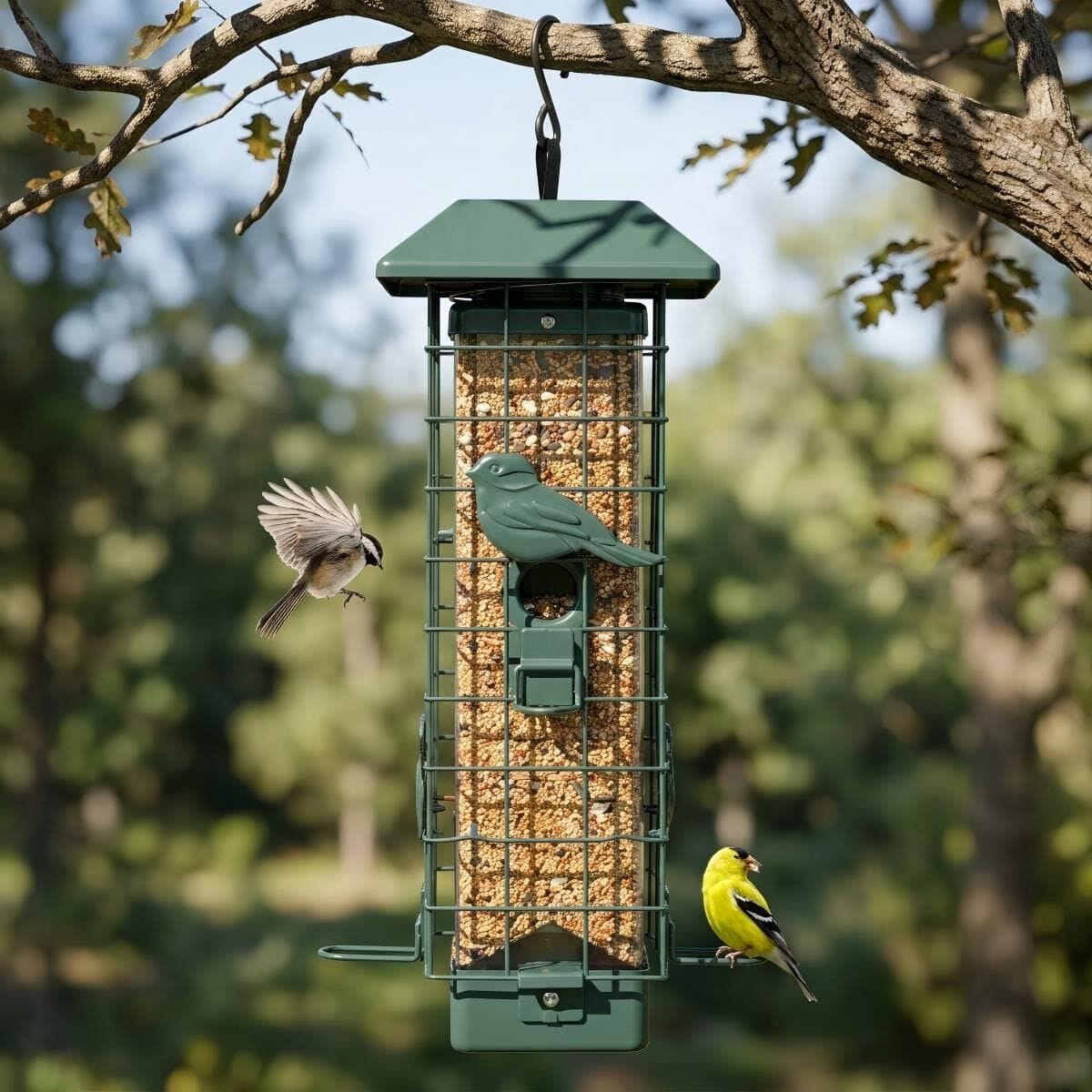 Rectangular Cage Feeder with Leaf-Shaped Port Covers