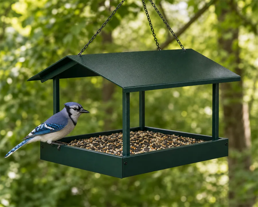 Hanging Platform Bird Feeder with Mesh Seed Tray