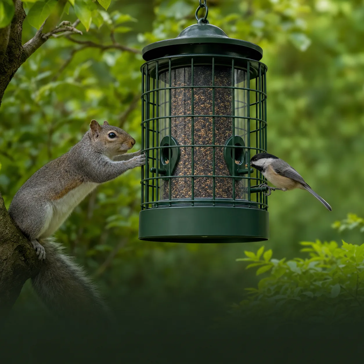 Weight-Activated Squirrel-Resistant Bird Feeder with Water Trough